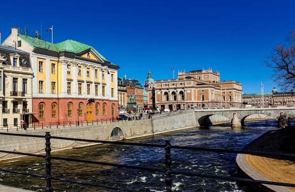 Uitzicht Van Riksbron Brug Naar Gustav Adolfs Plein Royal Opera Stockfoto