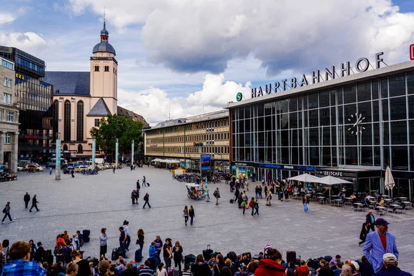 Keulen Gremany Augustus 2011 Bahnhofsvorplatz Hauptbahnhof Keulen Duitsland Stockfoto