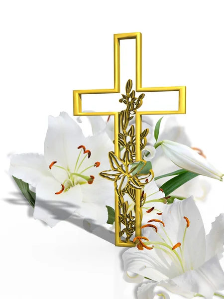 Easter Background Cross and Lilies — Stock Photo © Irisangel #2176783