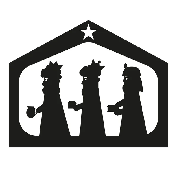 Tres reyes o tres sabios silueta. Navidad natividad vector ilustración . — Archivo Imágenes Vectoriales