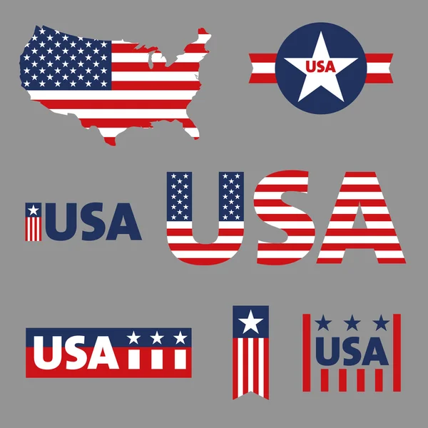 Étiquettes USA, panneau, jeu de vecteurs d'étiquettes — Image vectorielle