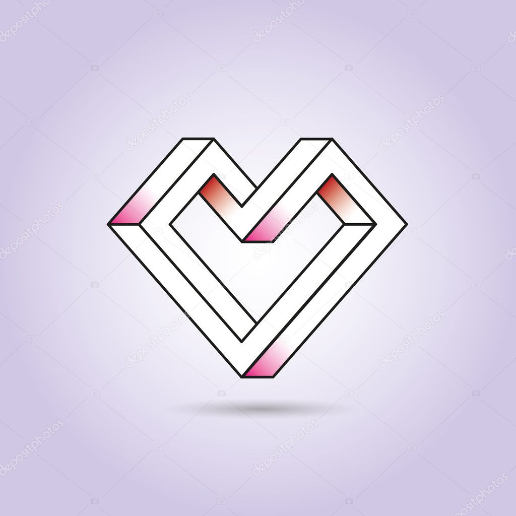 Heart abstract impossible geometric shapes.Valentine's Day. vector illustration