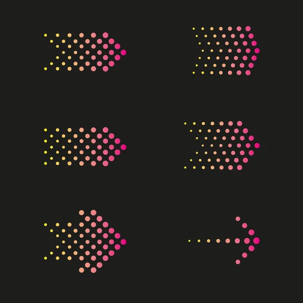 Set of arrows dots, halftone — ストックベクタ