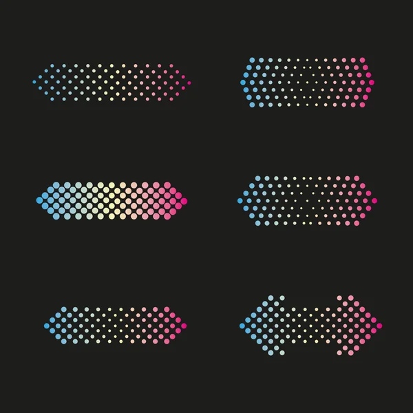 Set of arrows dots, halftone — Stock Vector