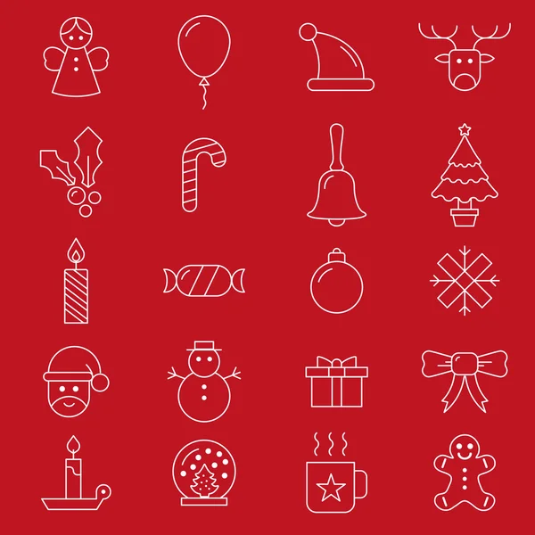 Set of flat outlined Christmas icons  -variable line- — Stock Vector