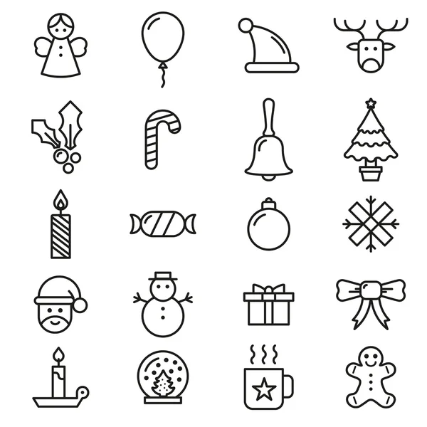 Set of flat outlined Christmas icons  -variable line- — ストックベクタ