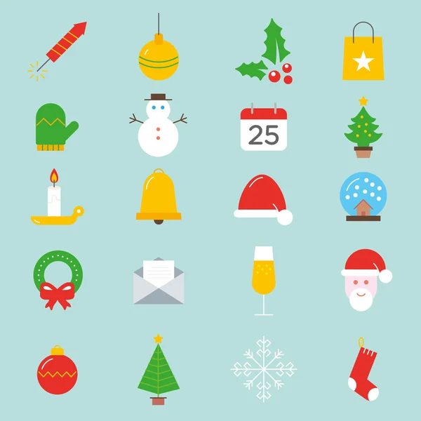 Set von flachen Weihnachten bunte Symbole — Stockvektor