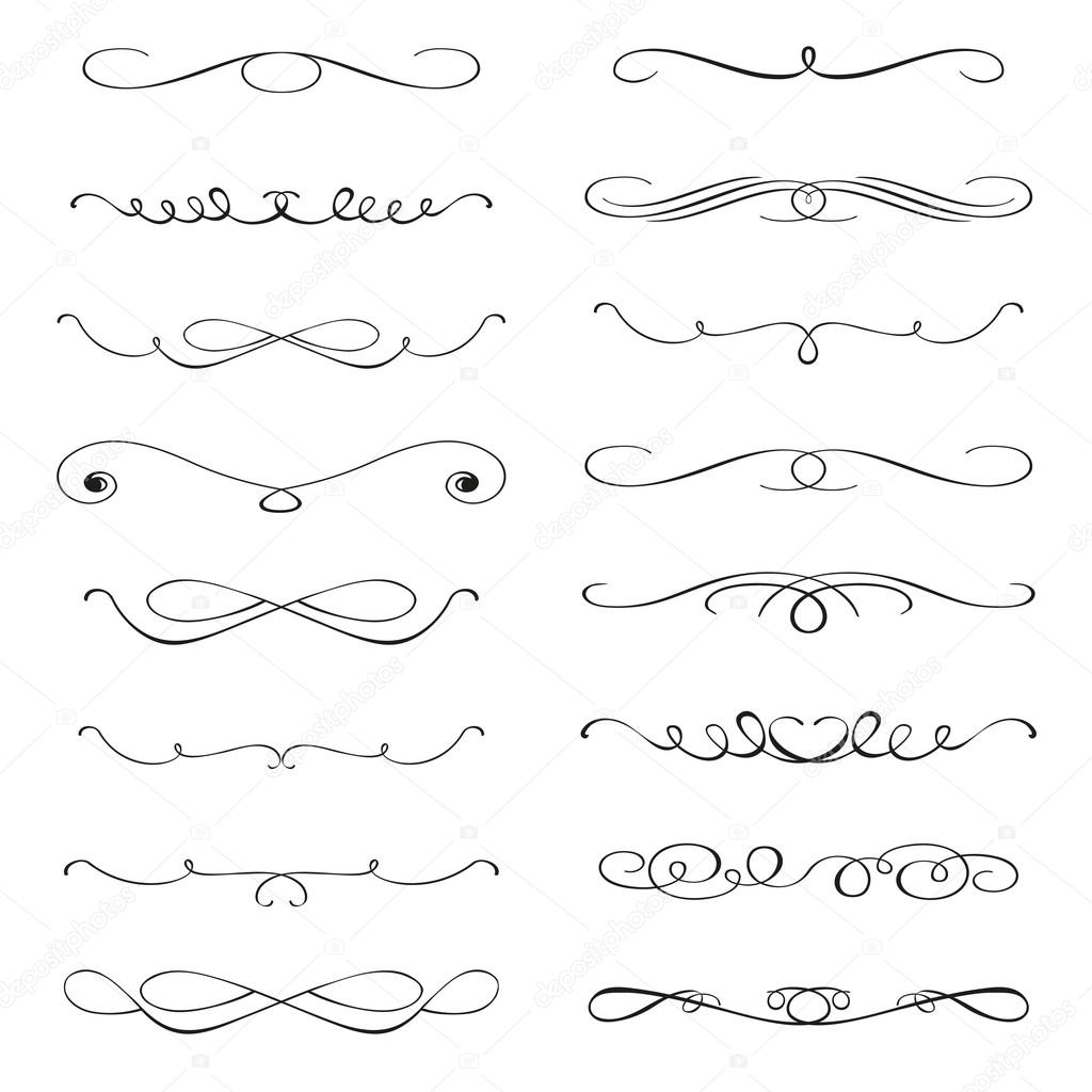 Vector set of calligraphic design elements and page decor