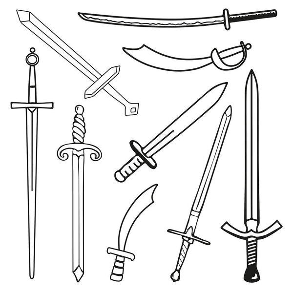 Set the Swords cartoon silhouette