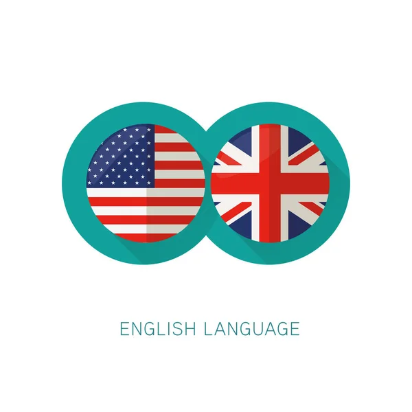 Engelstalige pictogram VS Uk vlaggen — Stockvector