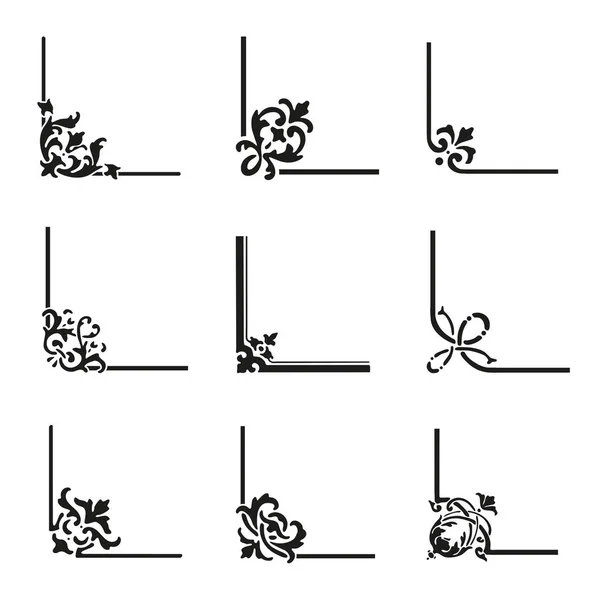 Set von 9 dekorativen Ecken — Stockvektor