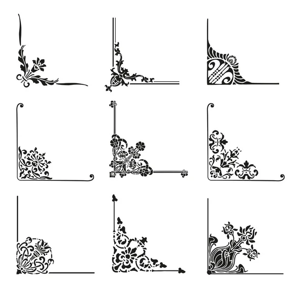 9 装飾コーナーのセット — ストックベクタ