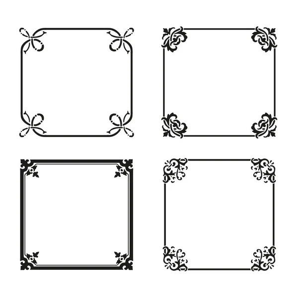Vector decorativo cuadrado adornado elementos de diseño & decoraciones de página caligráfica — Archivo Imágenes Vectoriales