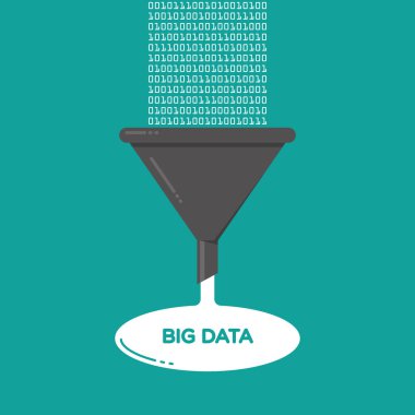 Big Data analysis filter funnel Vector illustration flat clipart