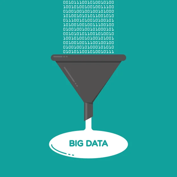 Funil de filtro de análise de Big Data ilustração vetorial plana —  Vetores de Stock