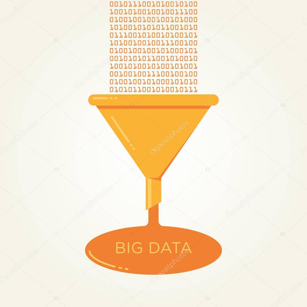 Big Data analysis filter funnel Vector illustration flat