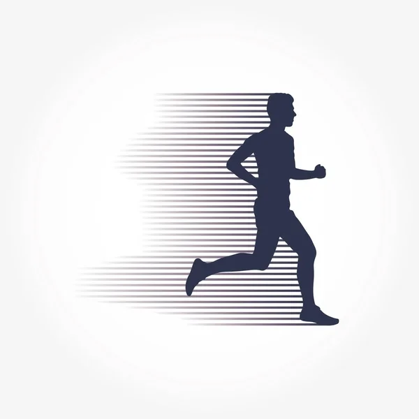 Coureur vectoriel et symbole de silhouette de ligne de marathon — Image vectorielle