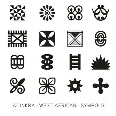 Akan ve adinkra - Batı Afrikalı - simge vektör kümesi
