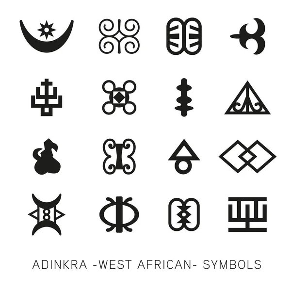 Conjunto de akan y adinkra oeste africano- vector de símbolos — Archivo Imágenes Vectoriales