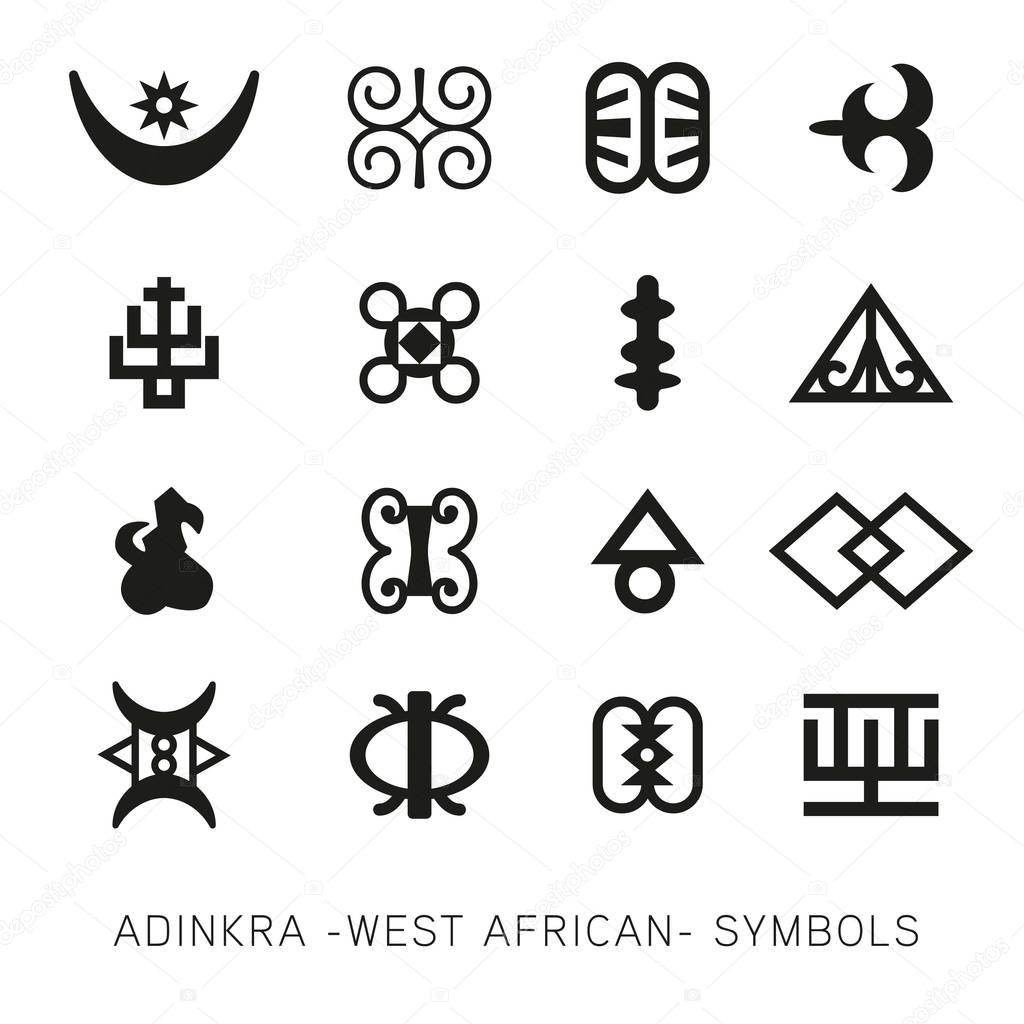 Set of akan and adinkra -west african- symbols vector