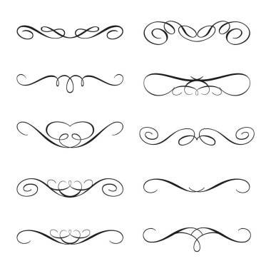 Set of calligraphic design elements and page decor clipart