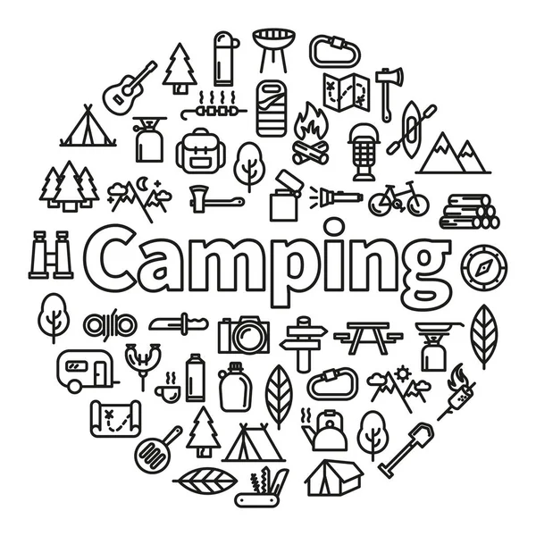 Campingwort mit Symbolen — Stockvektor