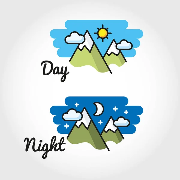 Tag und Nacht, Sonne - Mond-Symbol Illustration — Stockvektor