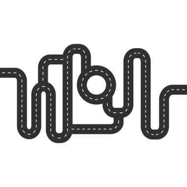 Beyaz işaretli kıvrımlı bir yol. Vektör illüstrasyonu