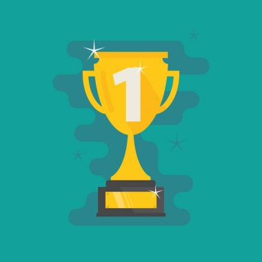 Kupa, ilk yer, bir numara, düz simgesi illüstrasyon vektör.