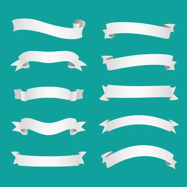 Ensemble de rubans blancs illustration vectorielle — Image vectorielle