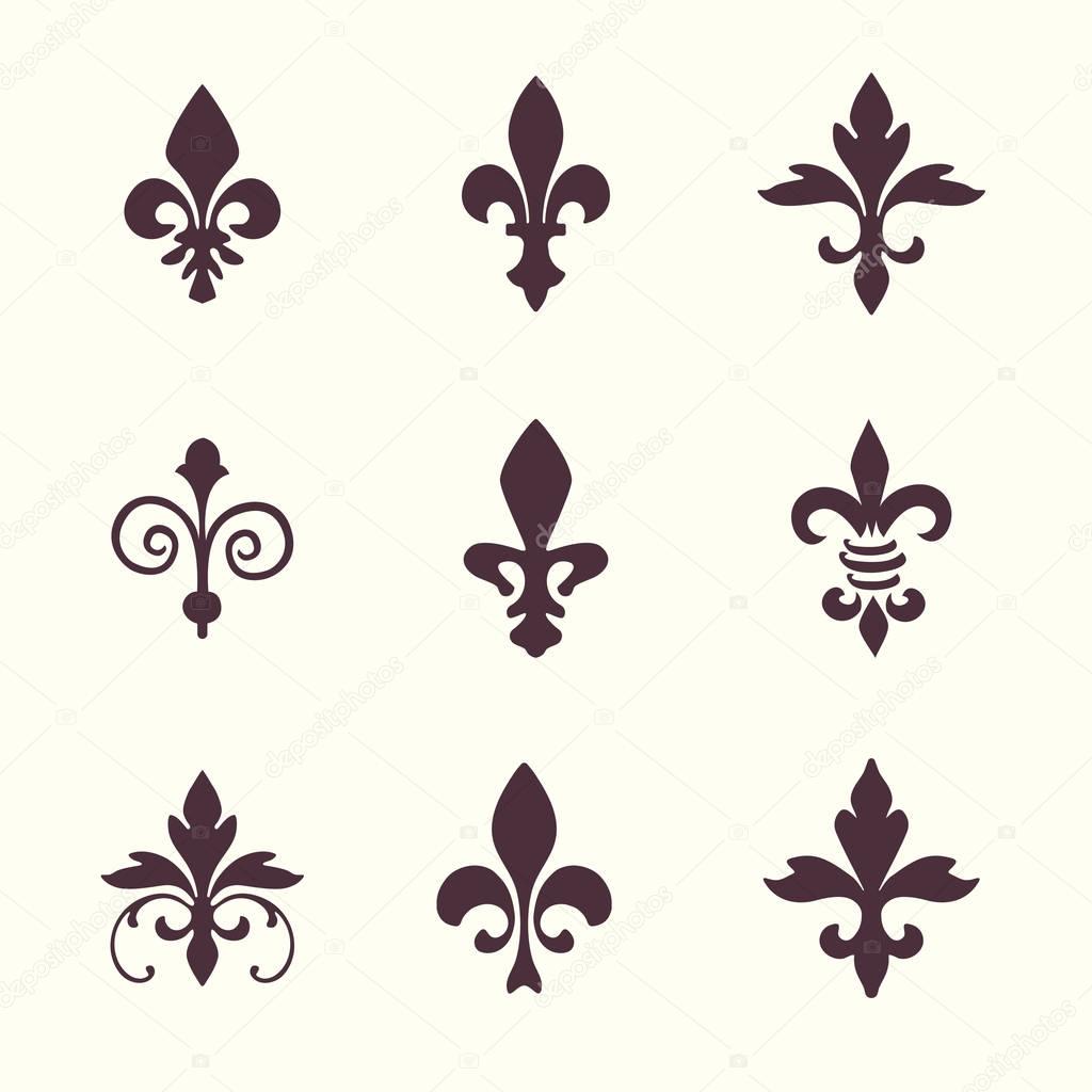 Heraldic symbols fleur de lis vector set