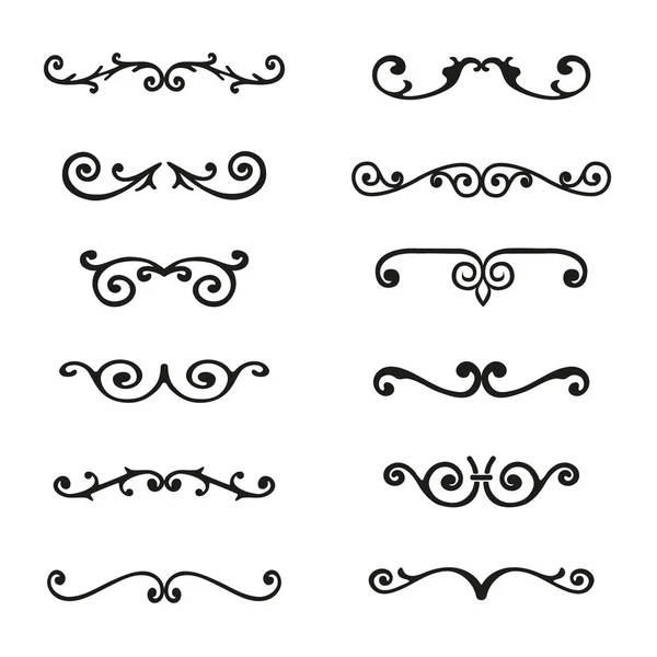 Set of flourishes calligraphic elegant ornament dividers vector illustration — Stock Vector