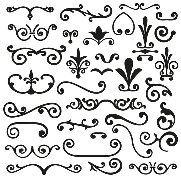Conjunto de floresce caligráfico elegante ornamento divisores vetor ilustração — Vetor de Stock
