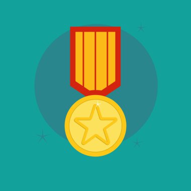 Madalya Ödülü kazanan kupa illüstrasyon vektör düz