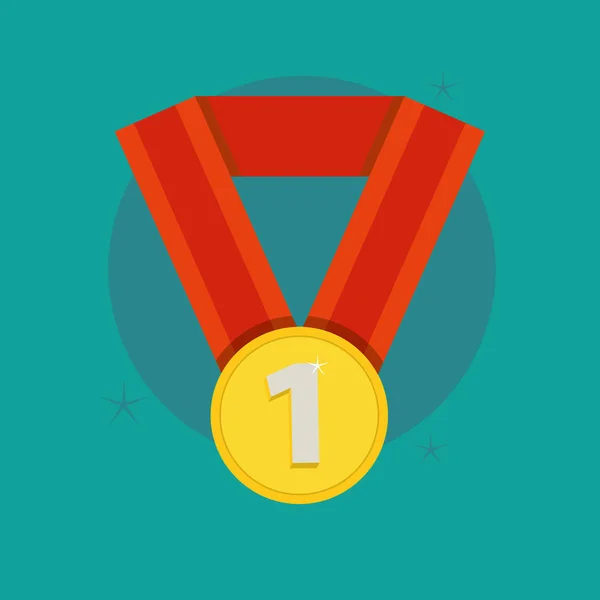 Medaile ocenění vítěz trofej obrázek vektor plochý — Stockový vektor