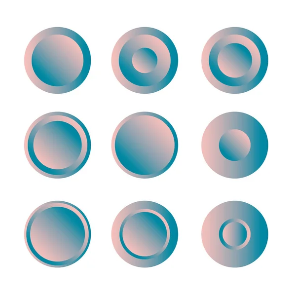 Bouton rond avec ensemble vectoriel dégradé — Image vectorielle