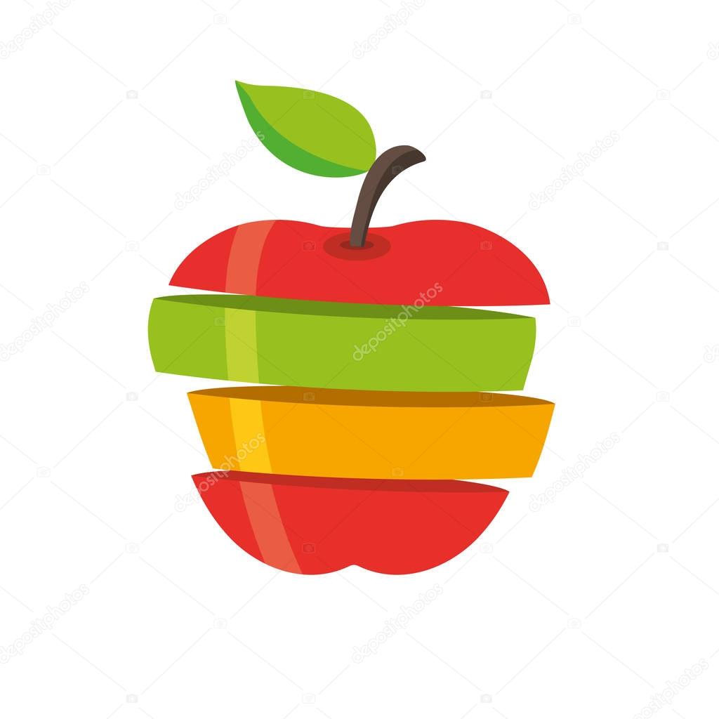 Fresh fruit slices, colorful vector illustrations icon