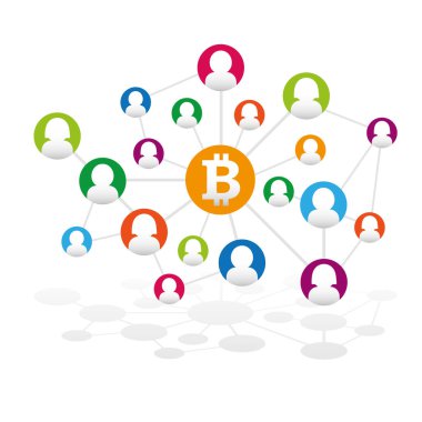 Bitcoin para illüstrasyon daireler vektör ile