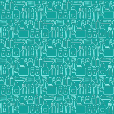 Mutfak pişirme kap simgelerin sorunsuz arka plan deseni