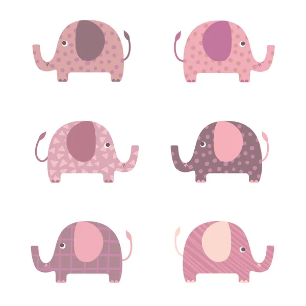 Elephants cartoon illustration vector set — Stock Vector