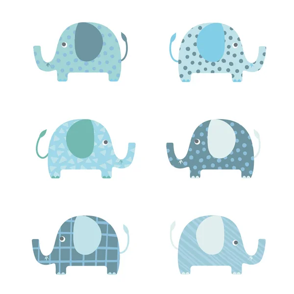 Elephants cartoon illustration vector set — Stock Vector