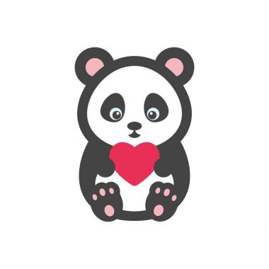 Kalp vektör çizim ile ayı Panda