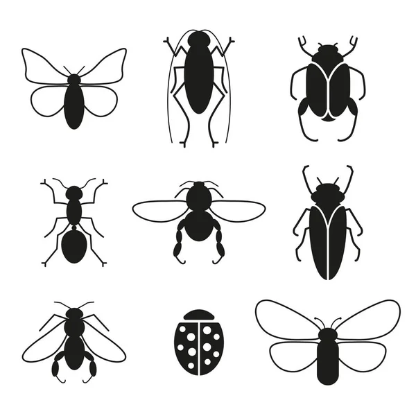 Insecten vector instellen silhouet pictogrammen — Stockvector