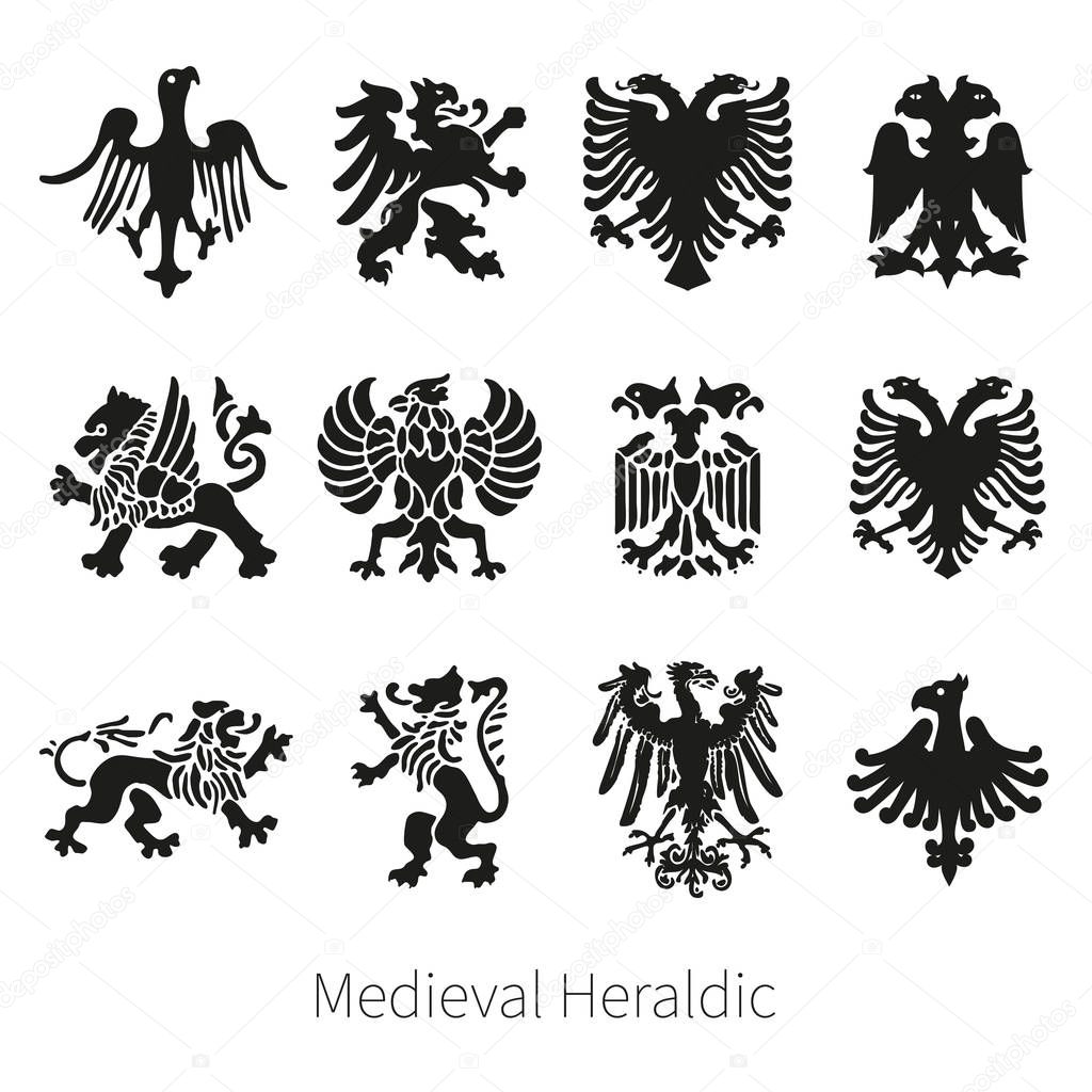Eagle And Lion Heraldic Set Coat Of Arms Stock Illustration Download 850