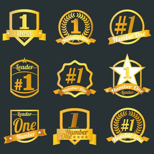 Vector badges, certificates and seal icons. Number one. — Stock Vector