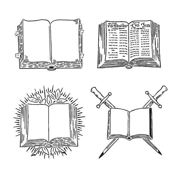 Ретро-книжный векторный набор гравировки старого стиля — стоковый вектор