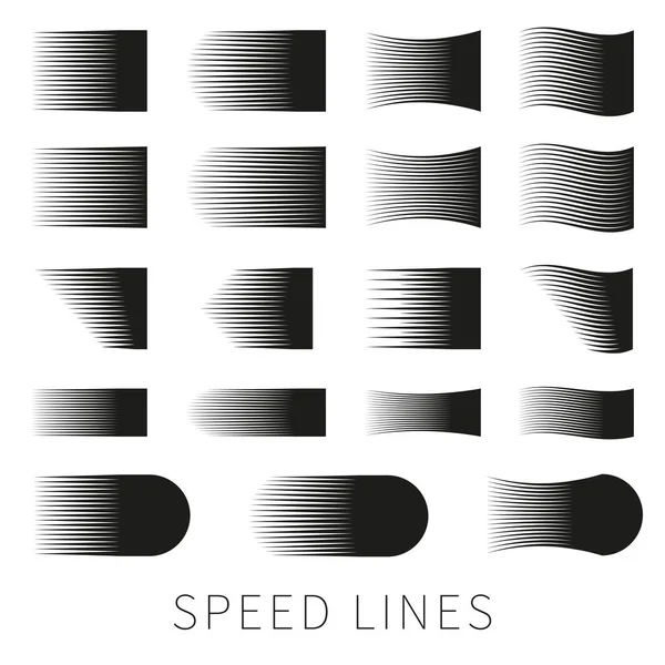 不同的简单黑色矢量速度线一套 — 图库矢量图片