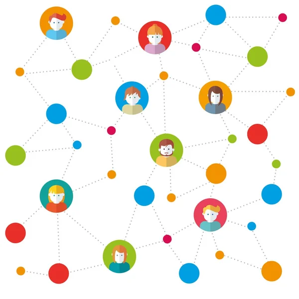 Team nei social network lavoro vettoriale illustrazione — Vettoriale Stock