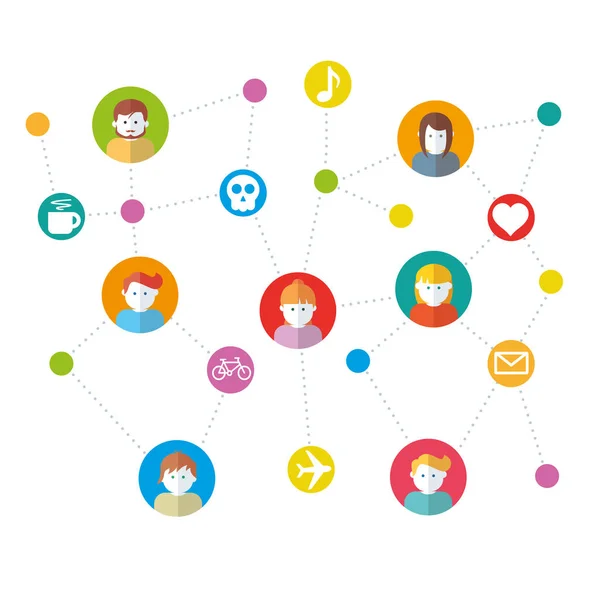 Illustrazione vettoriale dei social network — Vettoriale Stock