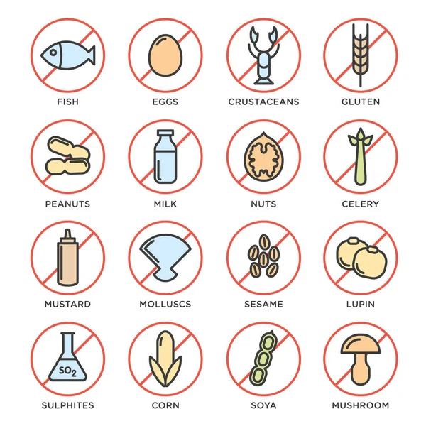 Conjunto de ícones livres de alérgenos —  Vetores de Stock